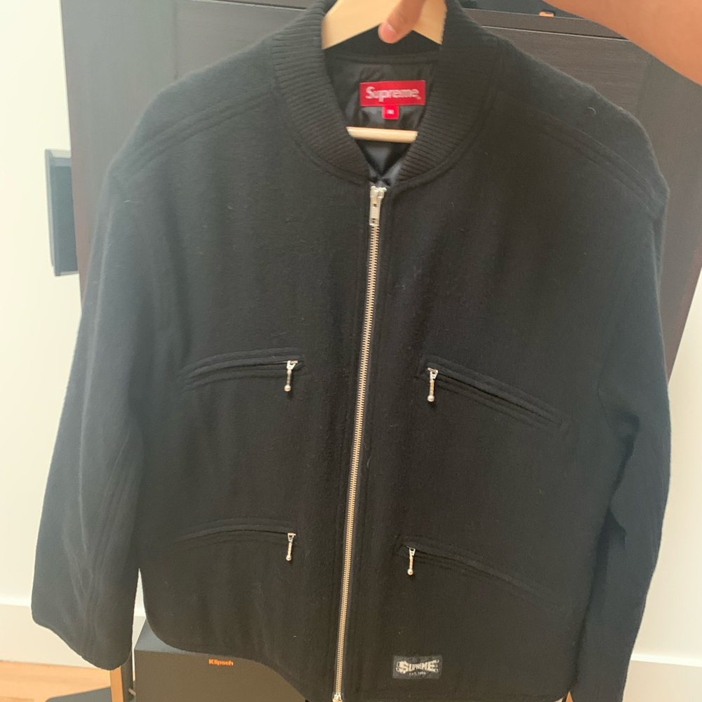 Supreme Wool/Polyester jacket (Black, Medium)